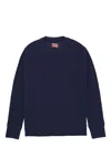 Fortela Waffle Jersey Crew Neck Sweater In Blue