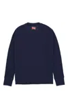 Fortela Waffle Jersey Crew Neck Sweater In Blue