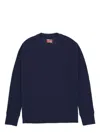 Fortela Waffle Jersey Crew Neck Sweater In Blue
