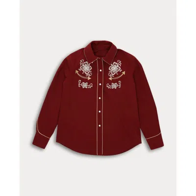 Fortela Taissa Embroidered Cotton Twill Shirt In Red