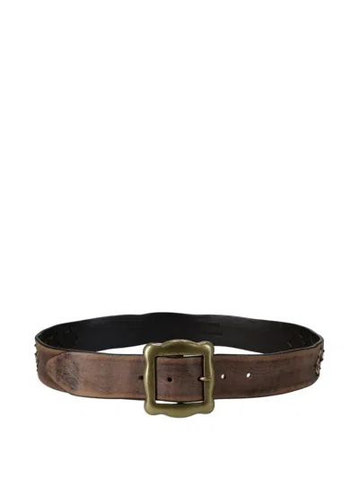 Fortela Tami Buckle Leather Belt In Brown