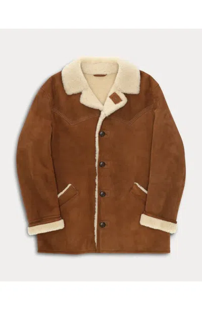 Fortela Taos Single-breasted Shearling Coat In Brown