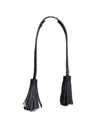 Fortela Tassel Leather Keyring In Black