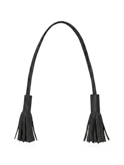 Fortela Tassel-detail Leather Keychain In Black