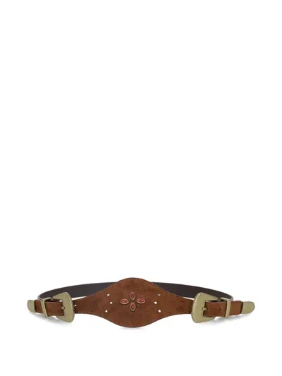 Fortela Temple Studded Leather Belt In Brown