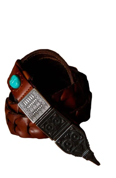Fortela Tess Woven Leather Belt In Brown