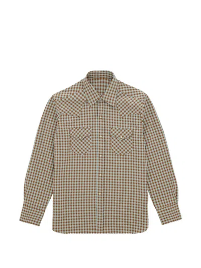Fortela Tex Seersucker Western Shirt In Brown
