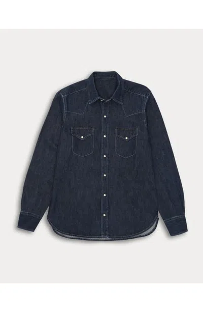 Fortela Texj Texan Bleach Wash Denim Shirt In Blue