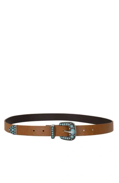 Fortela Thelma Turquoise Leather Belt In Green