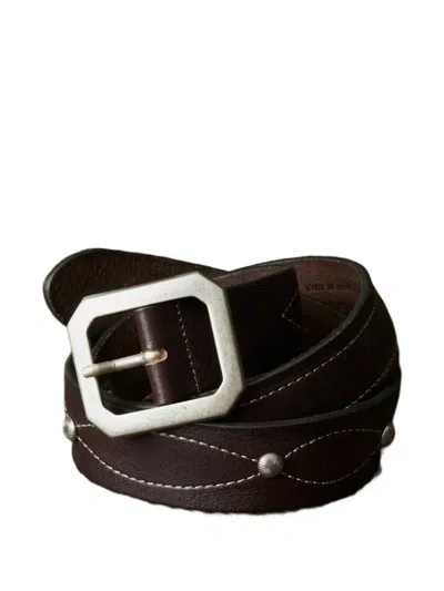 Fortela Topstitching Leather Belt In Brown