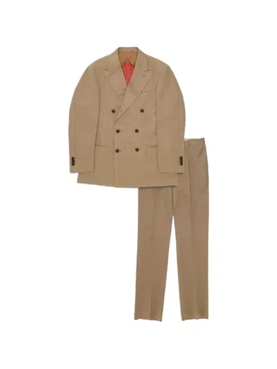 Fortela Totò Solaro Double-bnreasted Suit In Brown