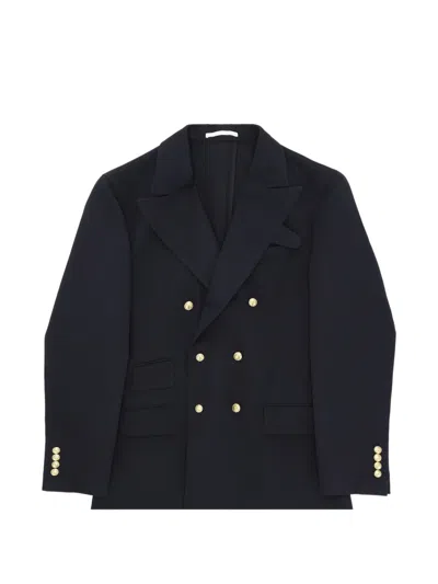 Fortela Travel Double-breasted Button Blazer In Black