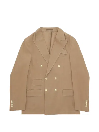 Fortela Travel Double-breasted Blazer In Brown