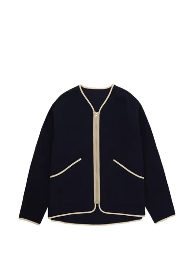 Fortela Trim Zip Wool Jacket In Blue