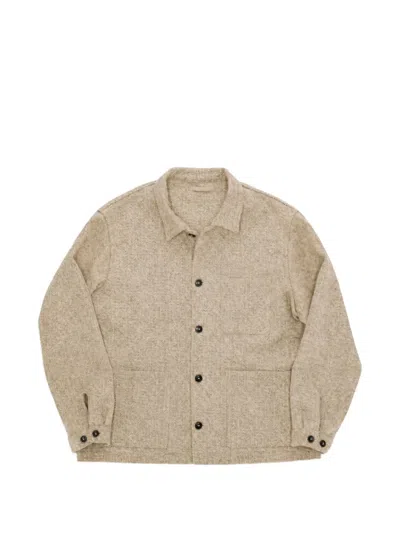 Fortela Tristan Herringbone-wool Shirt Jacket In Neutral