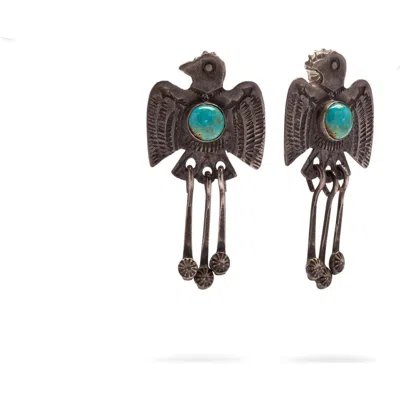 Fortela Turquoise Bird Navajo Earrings In Black