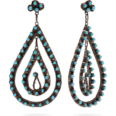 Fortela Turquoise Drop Earrings In Silver