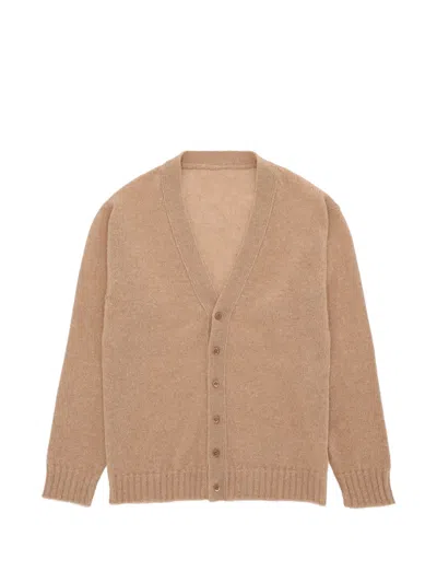 Fortela V-neck Ribbed-knit Cardigan In Brown