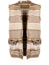 Fortela Vertical-stripe Knitted Gilet In Braun