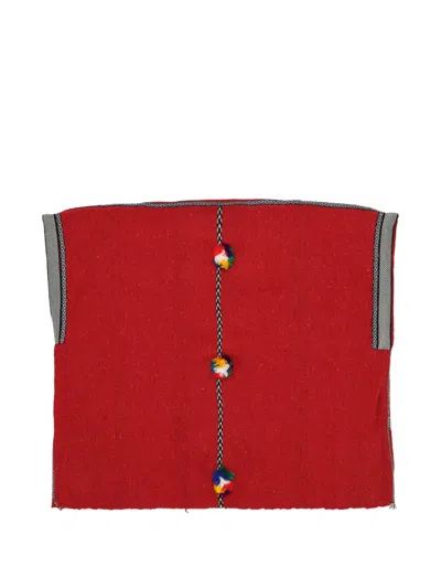 Fortela Veruska Pompom-embellished Poncho In Red