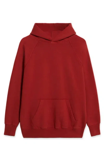 Fortela Raglan Sleeve Pouch Pocket Hoodie In Burgundy