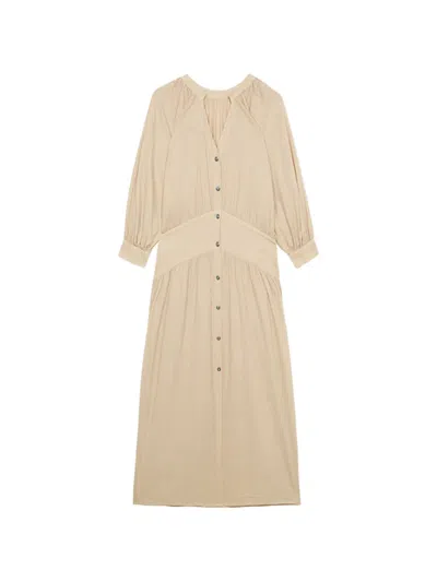 Fortela Violet Mandarin-collar Maxi Dress In Neutral