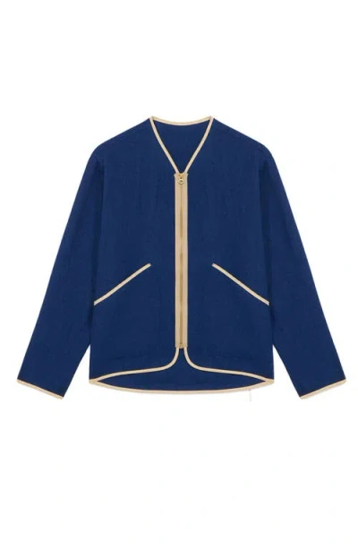 Fortela Full-zip Wool Jacket In Blue