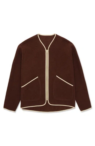 Fortela Sherpa Contrast-trim Wool Jacket In Burgundy