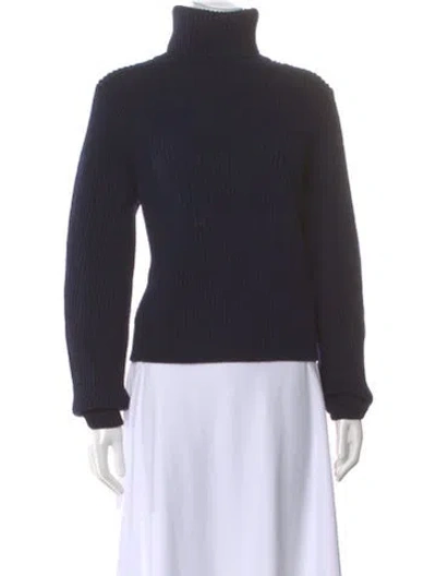 Pre-owned Fortela Virgin Wool Turtleneck Sweater In Blue