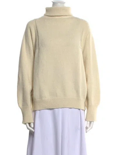 Pre-owned Fortela Virgin Wool Turtleneck Sweater In Neutral