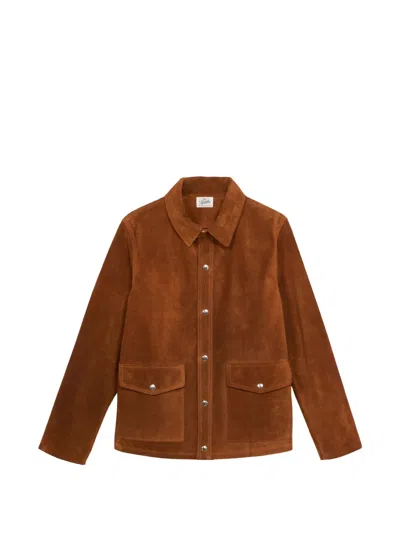 Fortela Welder Suede Leather Jacket In Brown