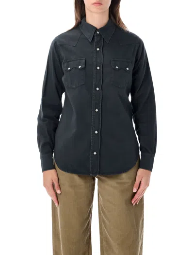 Fortela Western Shirt With Snap Buttons In Blue