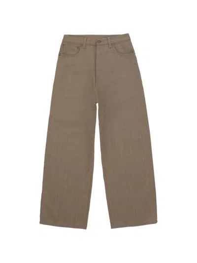 Fortela Wide Leg Embroidered Palazzo Trousers In Brown