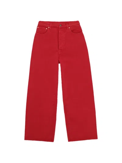Fortela Jaron Wide-leg Twill Cotton Trousers In Red