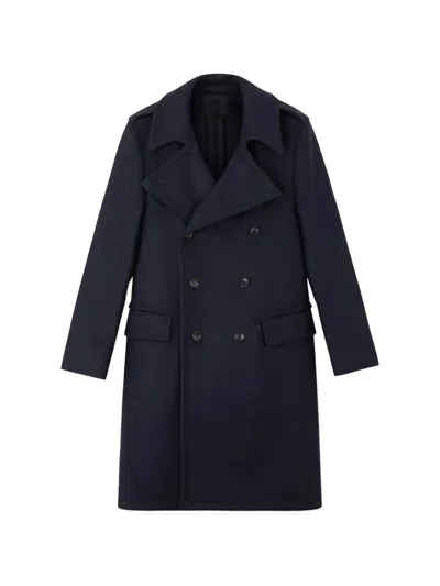 Fortela Winston Double-breasted Wool Coat In Blue