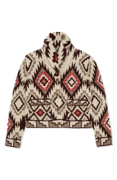 Fortela Lydie Geometric-pattern Buttoned Cardigan In Neutral