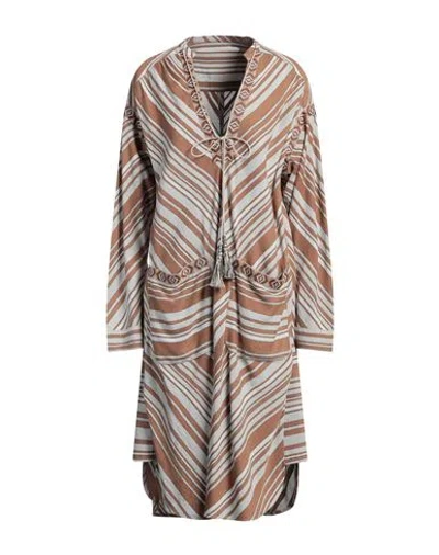 Fortela Woman Midi Dress Brown Size 8 Viscose, Polyamide