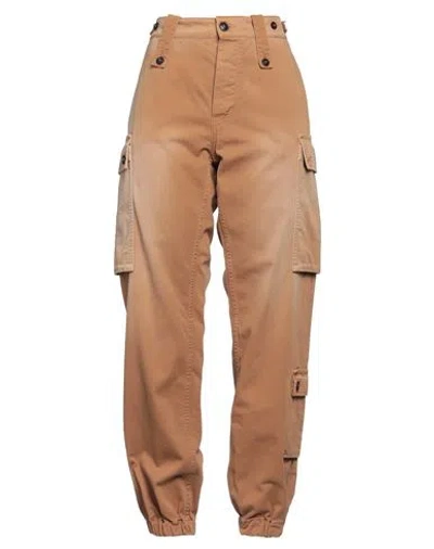 Fortela Woman Pants Camel Size 28 Cotton In Sand