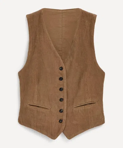 Fortela Demi Check-tweed Waistcoat In Camel