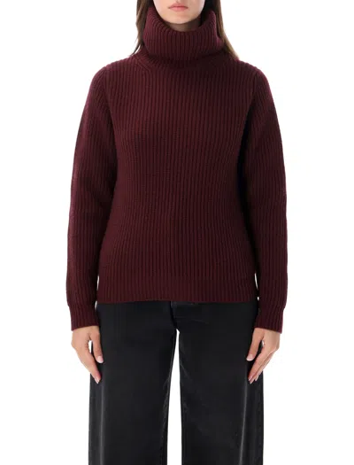 Fortela Women's Ribbed Turtleneck Sweater In Burgundy
