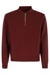 Fortela Woven Wool Zippered Sweatshirt In Burgundy