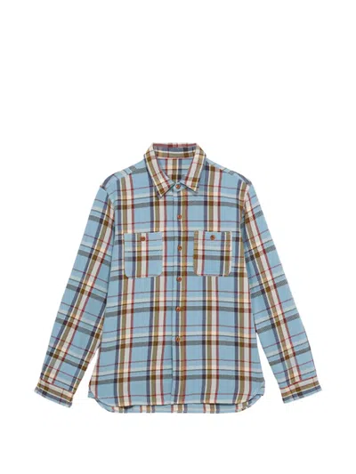 Fortela Work Checked Pocket Shirt In Blue