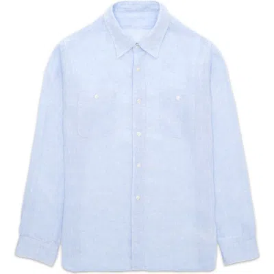 Fortela Work Patch-pockets Linen Shirt In Blue