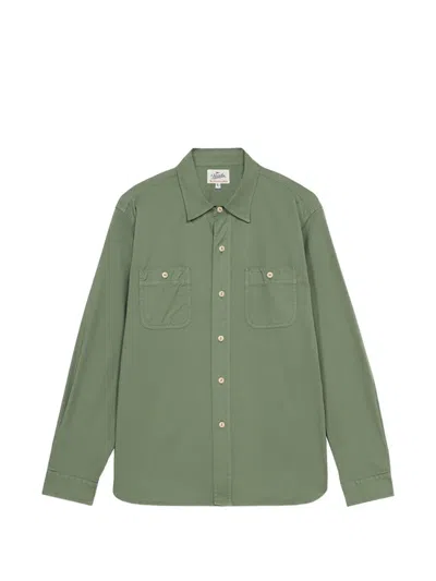Fortela Workt Patch-pocket Cotton Shirt In Green