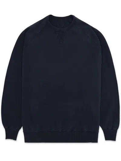 Fortela Harvard Wool Crewneck Sweater With Raglan Sleeve In Blue