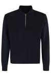 Fortela Woven Wool Zippered Sweatshirt In Black