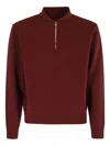 Fortela Woven Wool Zippered Sweatshirt In Burgundy