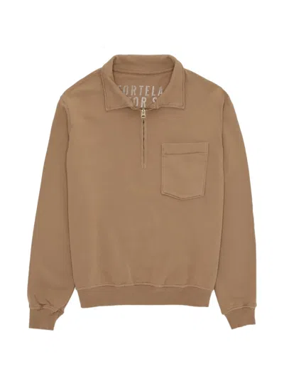 Fortela Yale Quarter-zip Sweatshirt In Brown