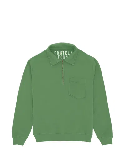 Fortela Yale Zip Chest-pocket Sweatshirt In Green