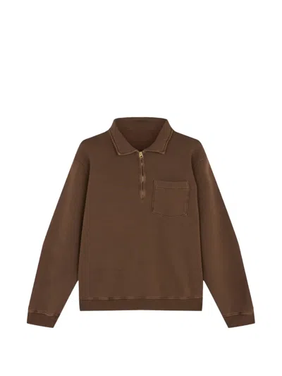 Fortela Zip-up Sweatshirt With Pocket In Brown